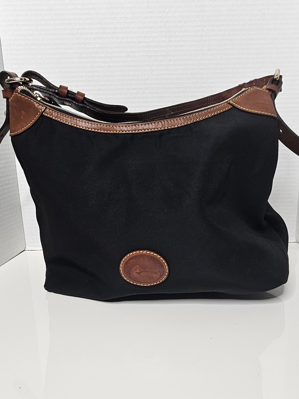 Dooney & Bourke Black and Brown Leather-Trim Shoulder Bag